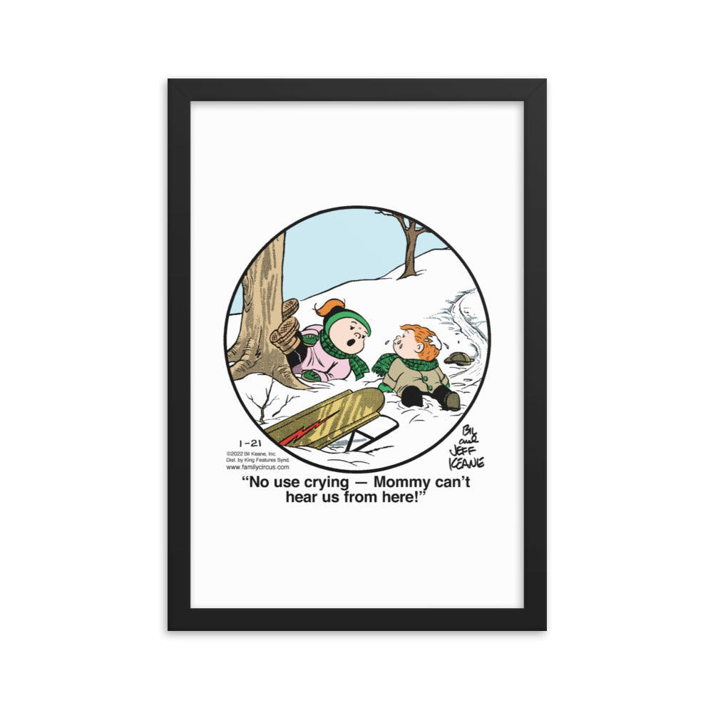Family Circus “The Sledding Hill” Framed Print