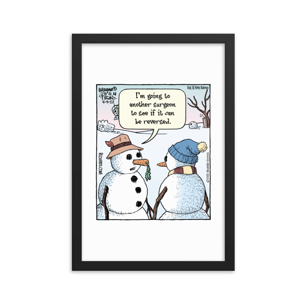 Bizarro “Snowman Surgery” Framed Print