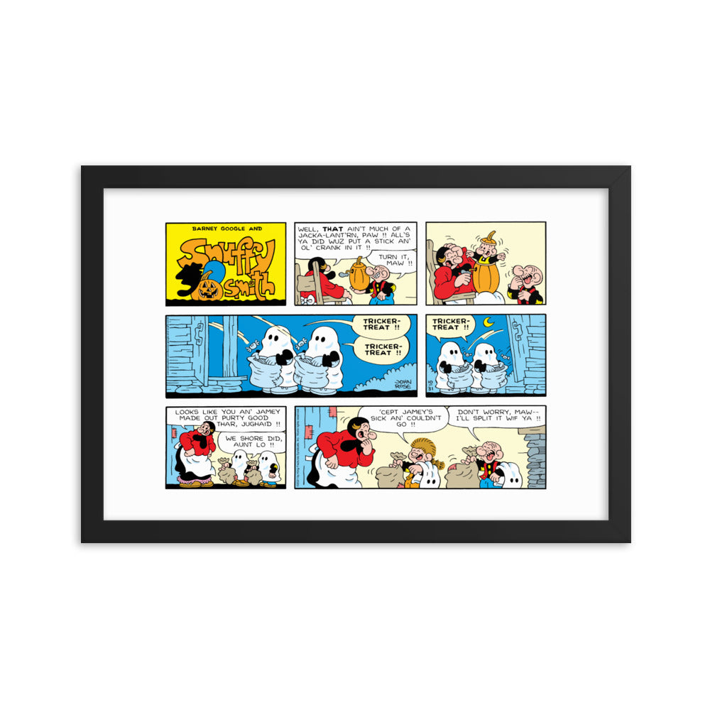 Barney Google and Snuffy Smith “Jack-o’-Lantern Sunday” Framed Print
