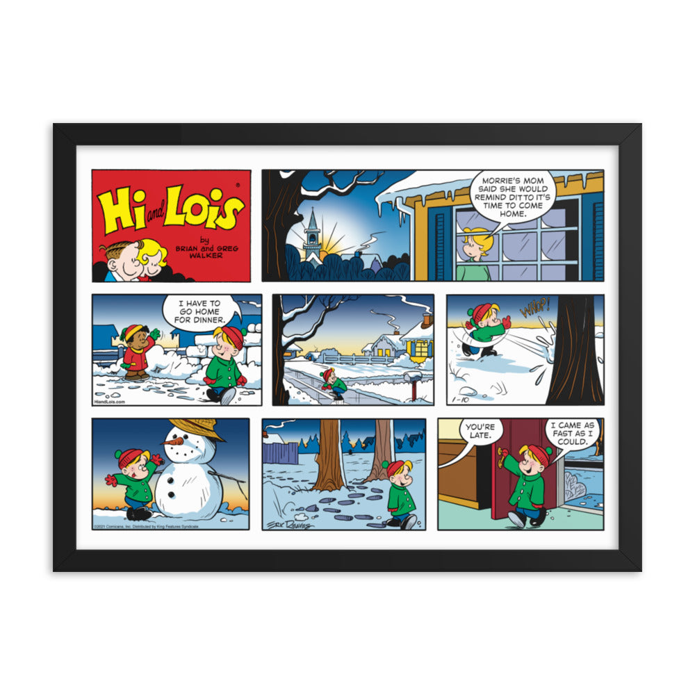Hi and Lois “Snowman Night” Framed Print