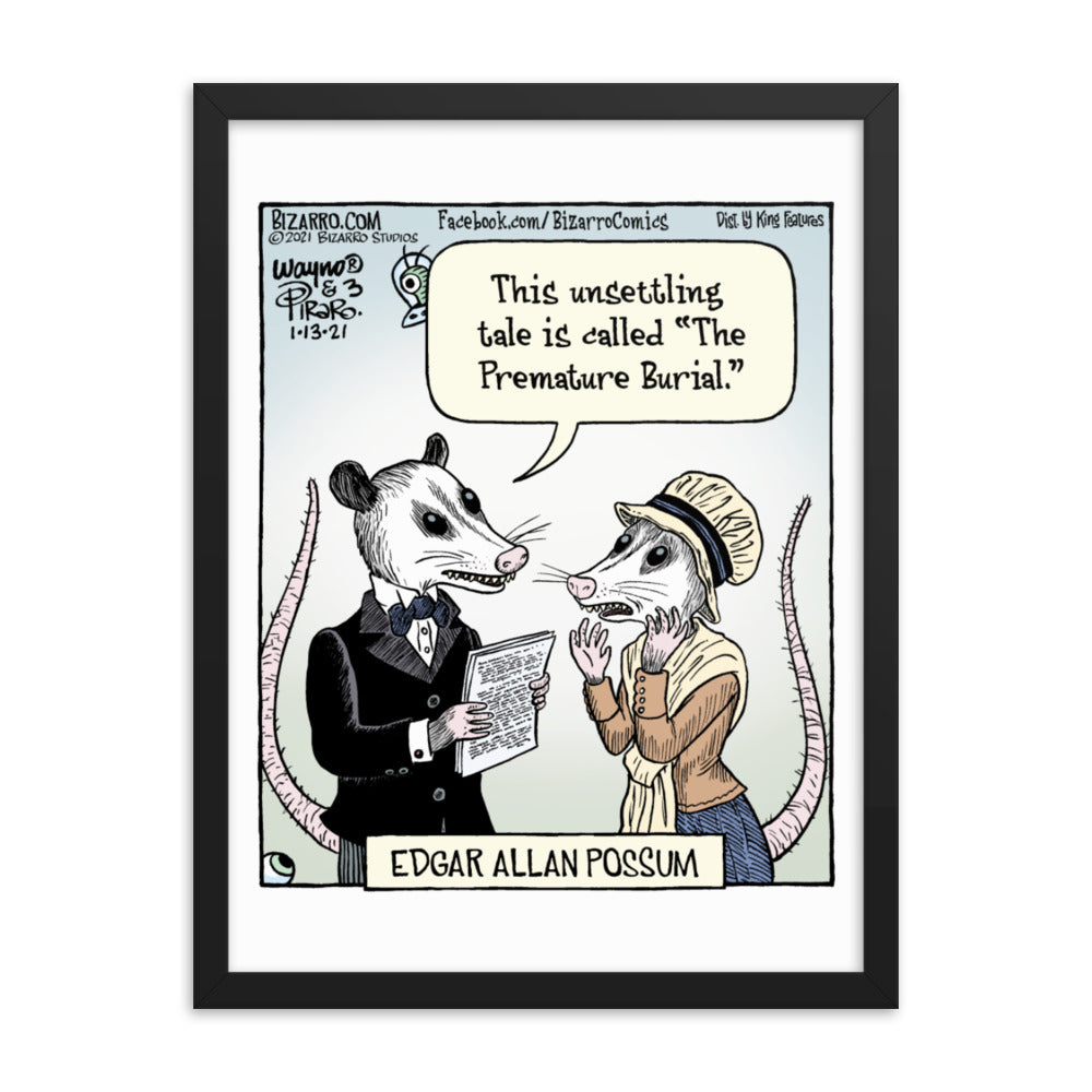 Bizarro “Edgar Allan Possum” Framed Print