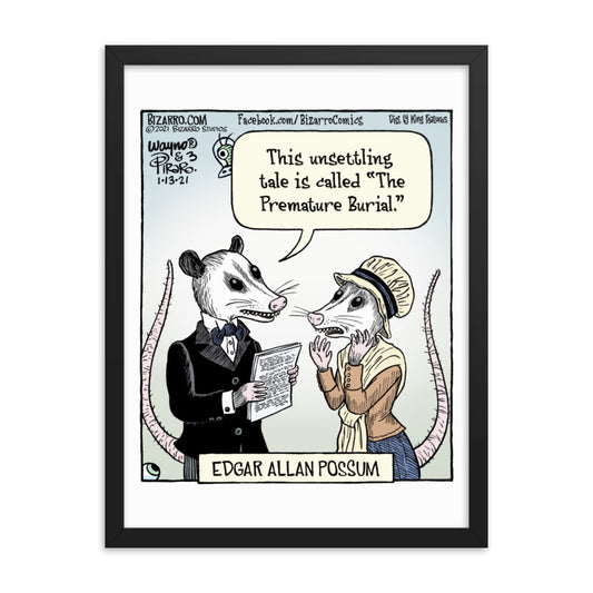 Bizarro “Edgar Allan Possum” Framed Print