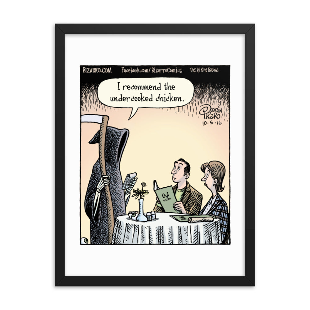 Bizarro “The Undercooked Chicken” Framed Print