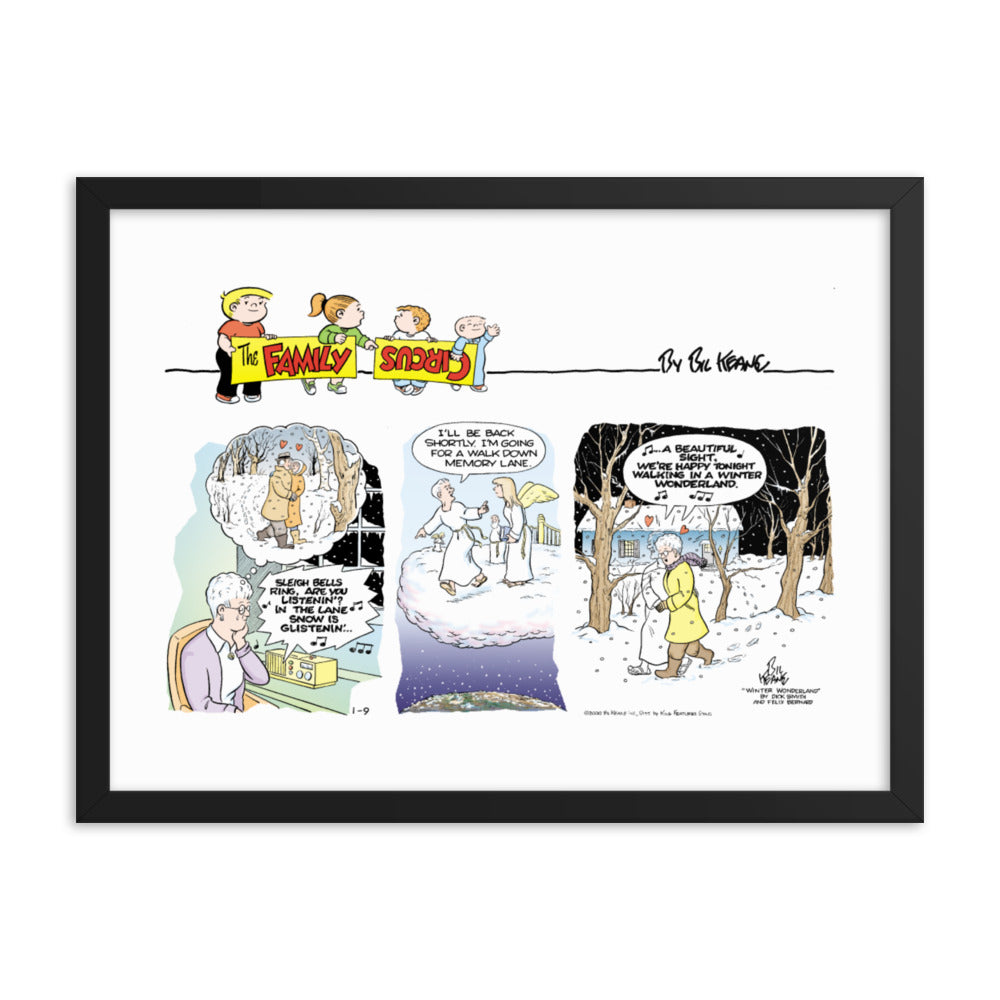 Family Circus “Sleigh Bells Ring” Framed Print
