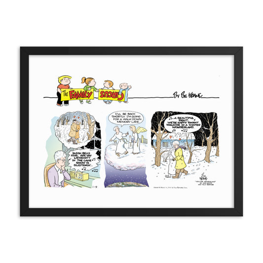 Family Circus “Sleigh Bells Ring” Framed Print