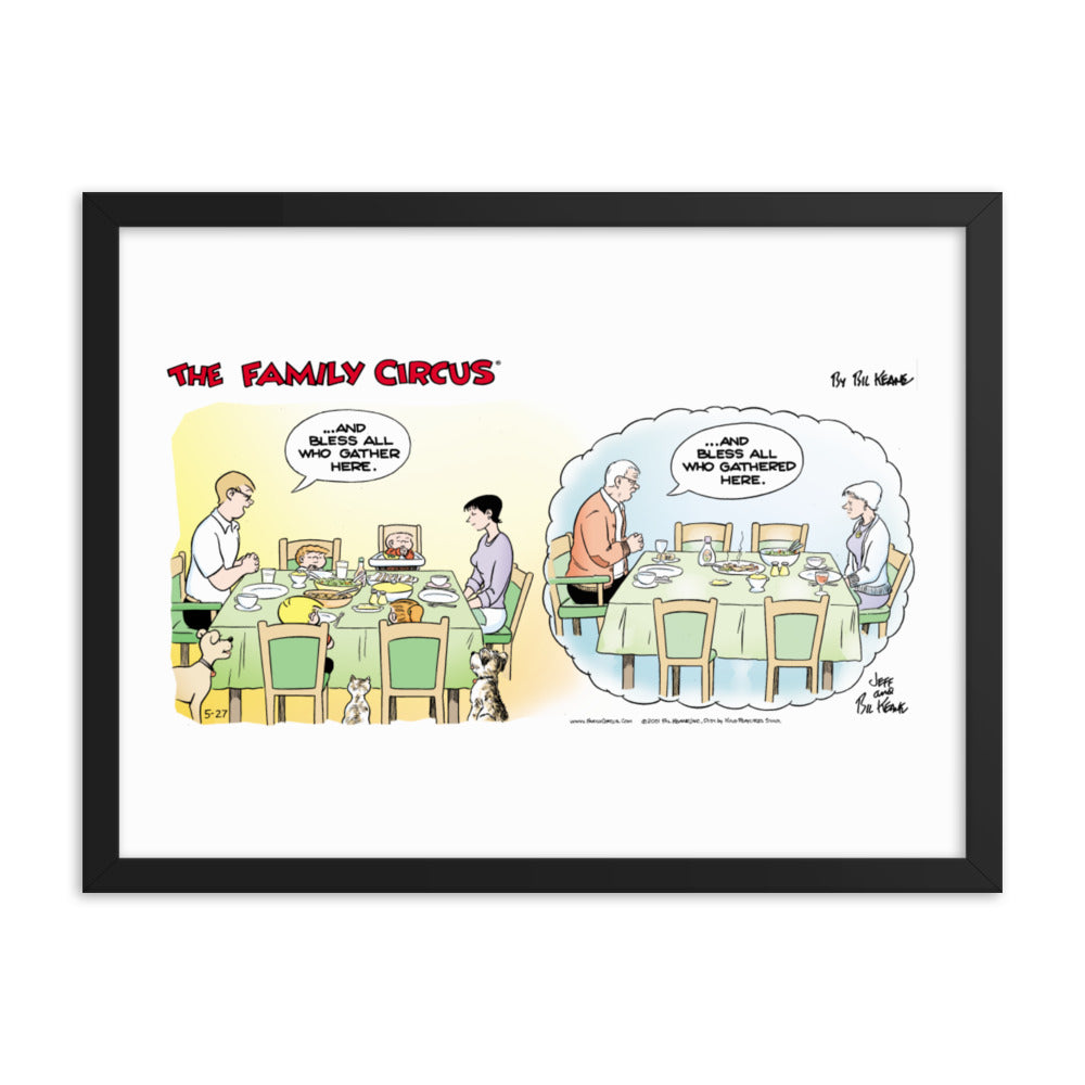 Family Circus “Thanksgiving Grace” Framed Print