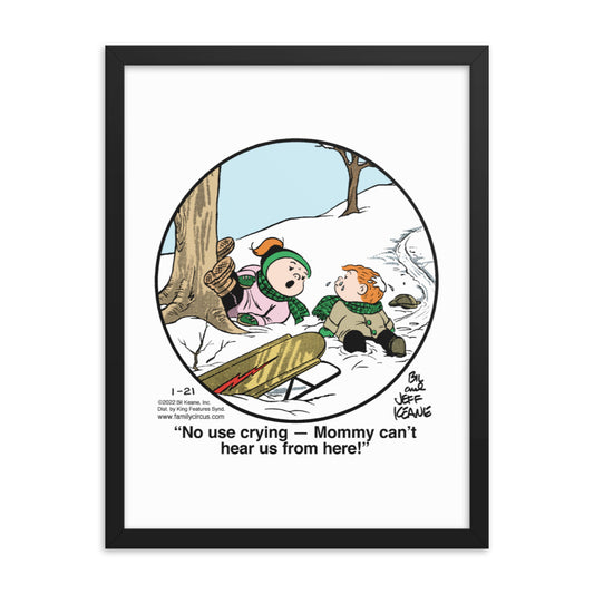 Family Circus “The Sledding Hill” Framed Print