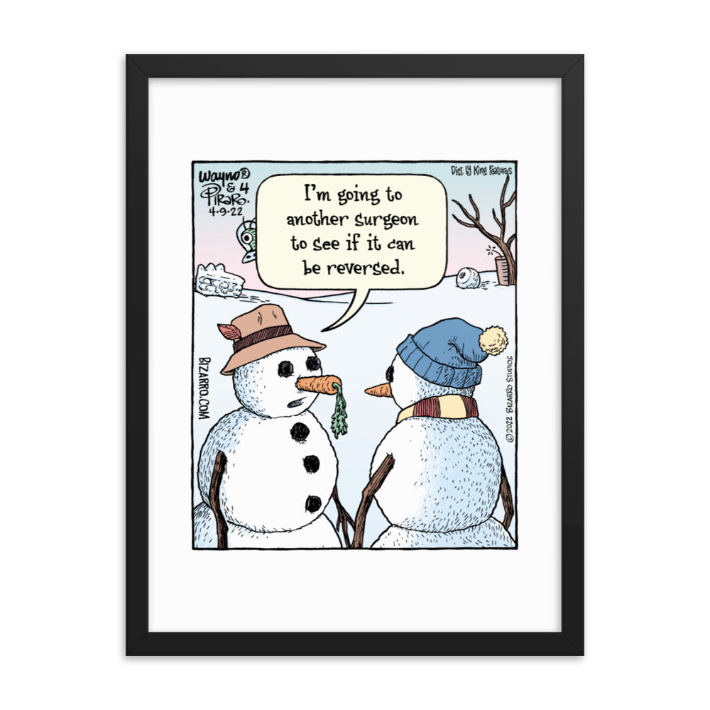 Bizarro “Snowman Surgery” Framed Print