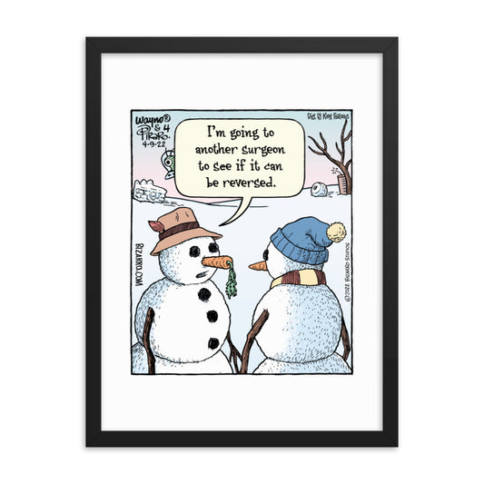 Bizarro “Snowman Surgery” Framed Print