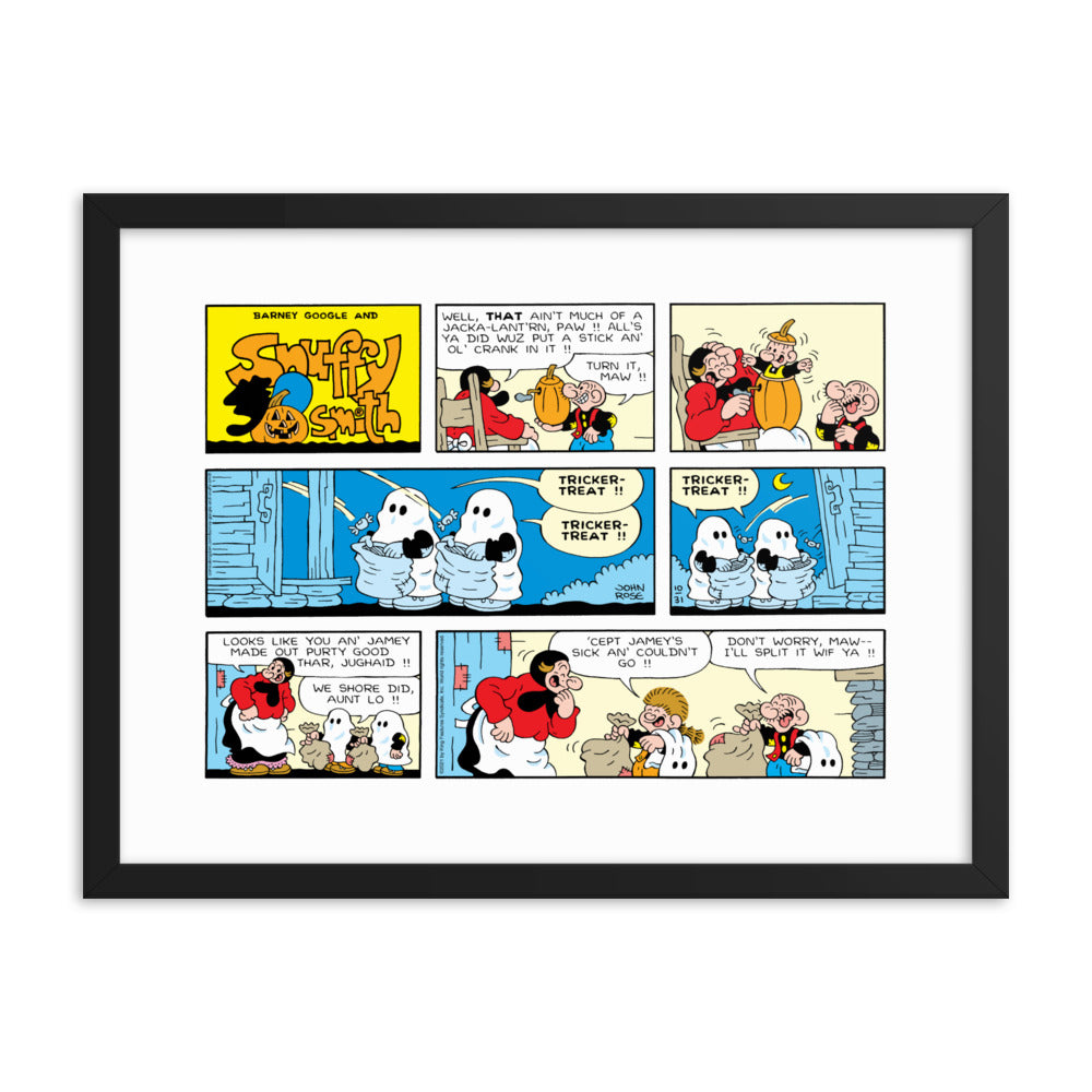 Barney Google and Snuffy Smith “Jack-o’-Lantern Sunday” Framed Print