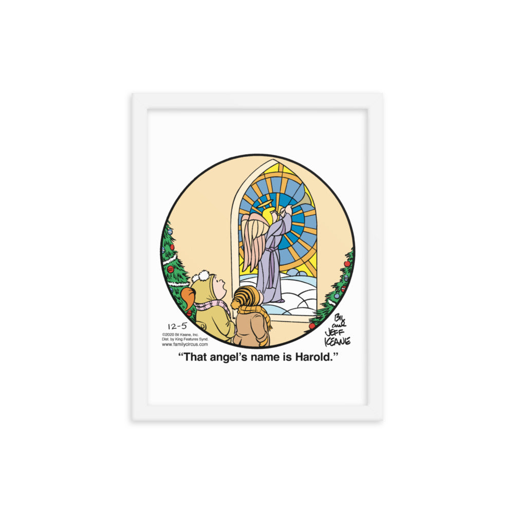 Family Circus “That Angel’s Name Is Harold” Framed Print