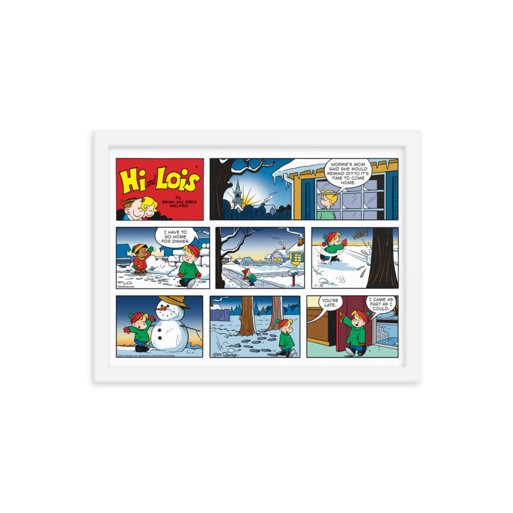 Hi and Lois “Snowman Night” Framed Print