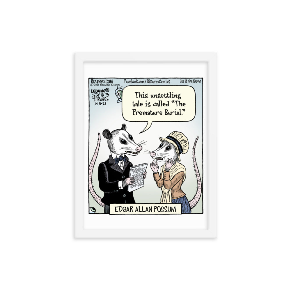 Bizarro “Edgar Allan Possum” Framed Print