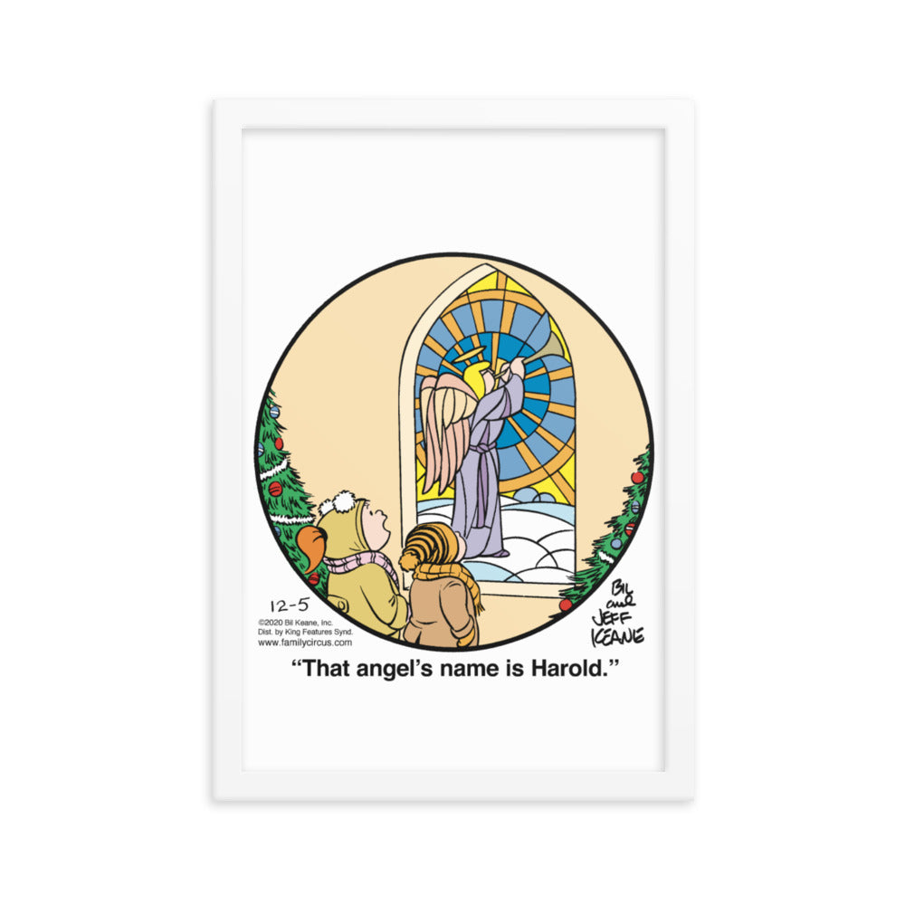Family Circus “That Angel’s Name Is Harold” Framed Print
