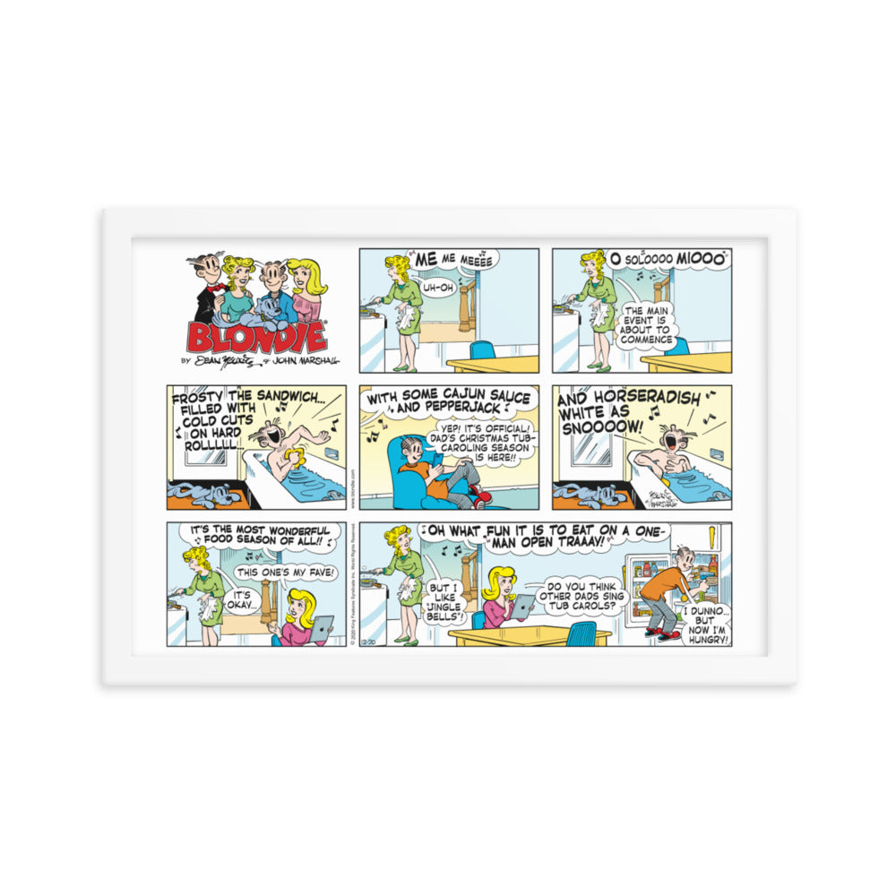 Blondie “Dagwood’s Christmas Sub-Carol” Framed Comic Strip Print