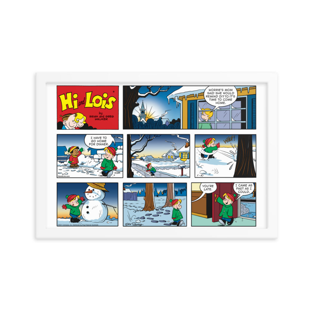 Hi and Lois “Snowman Night” Framed Print