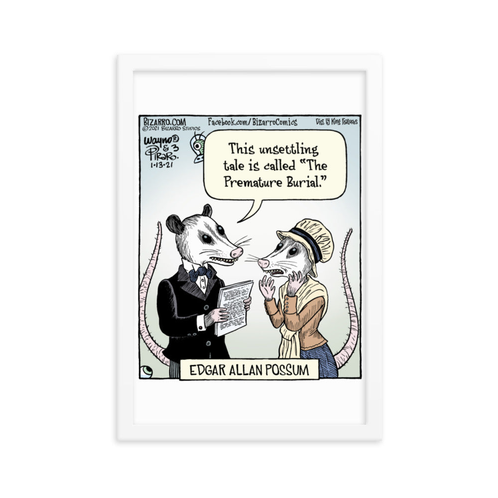 Bizarro “Edgar Allan Possum” Framed Print