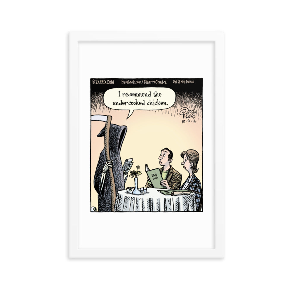 Bizarro “The Undercooked Chicken” Framed Print