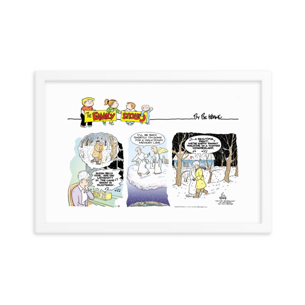Family Circus “Sleigh Bells Ring” Framed Print
