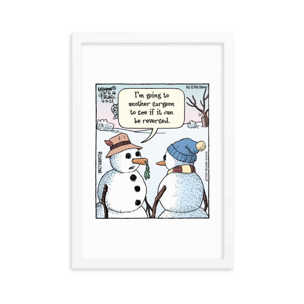Bizarro “Snowman Surgery” Framed Print