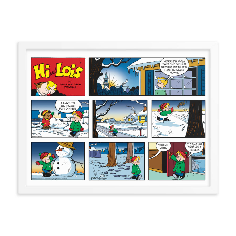 Hi and Lois “Snowman Night” Framed Print
