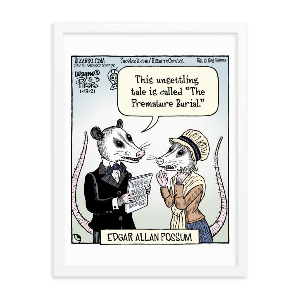 Bizarro “Edgar Allan Possum” Framed Print