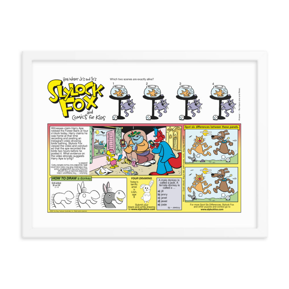 Slylock Fox and Comics for Kids Framed Poster
