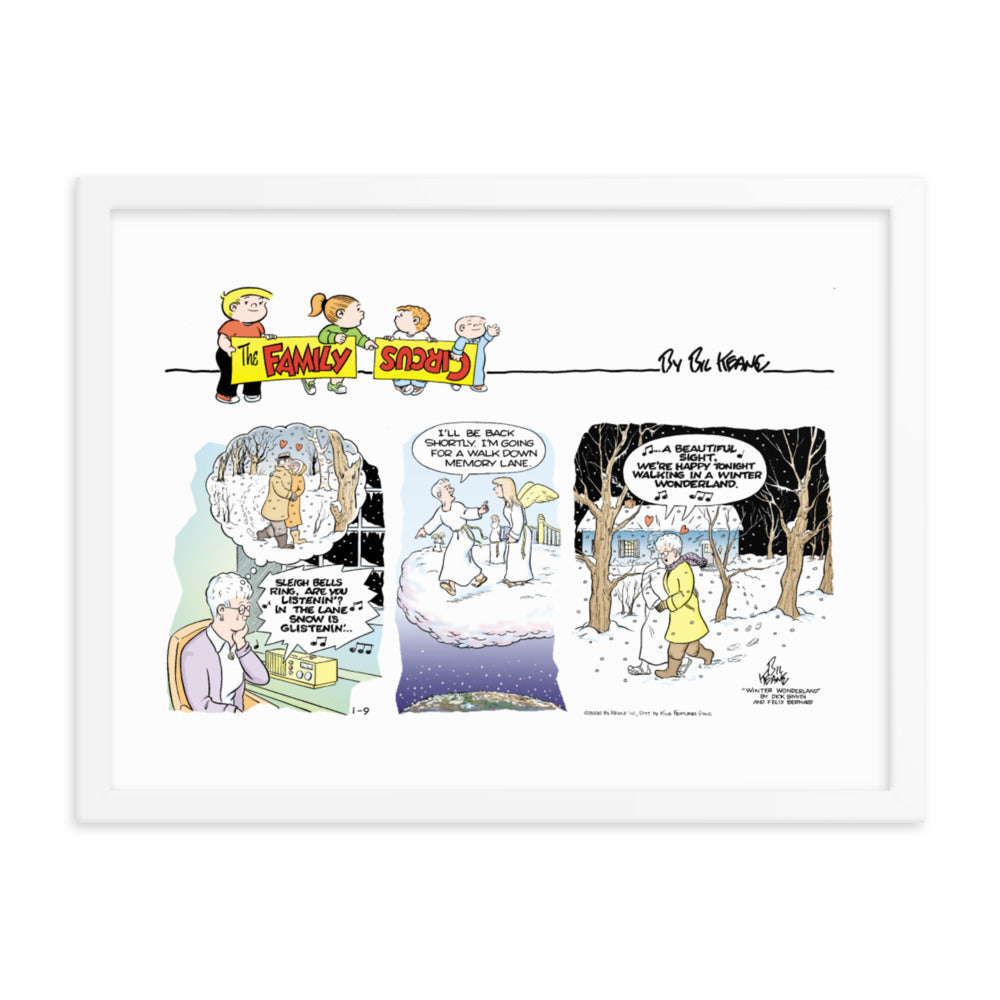 Family Circus “Sleigh Bells Ring” Framed Print