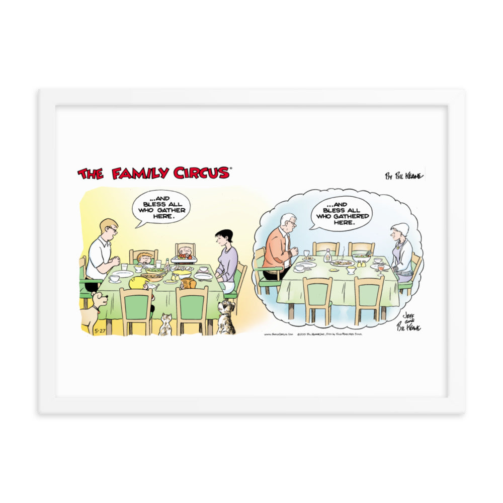Family Circus “Thanksgiving Grace” Framed Print