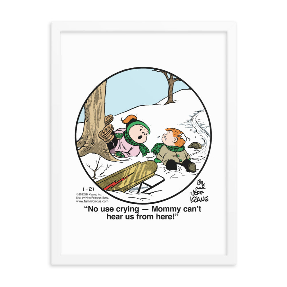 Family Circus “The Sledding Hill” Framed Print