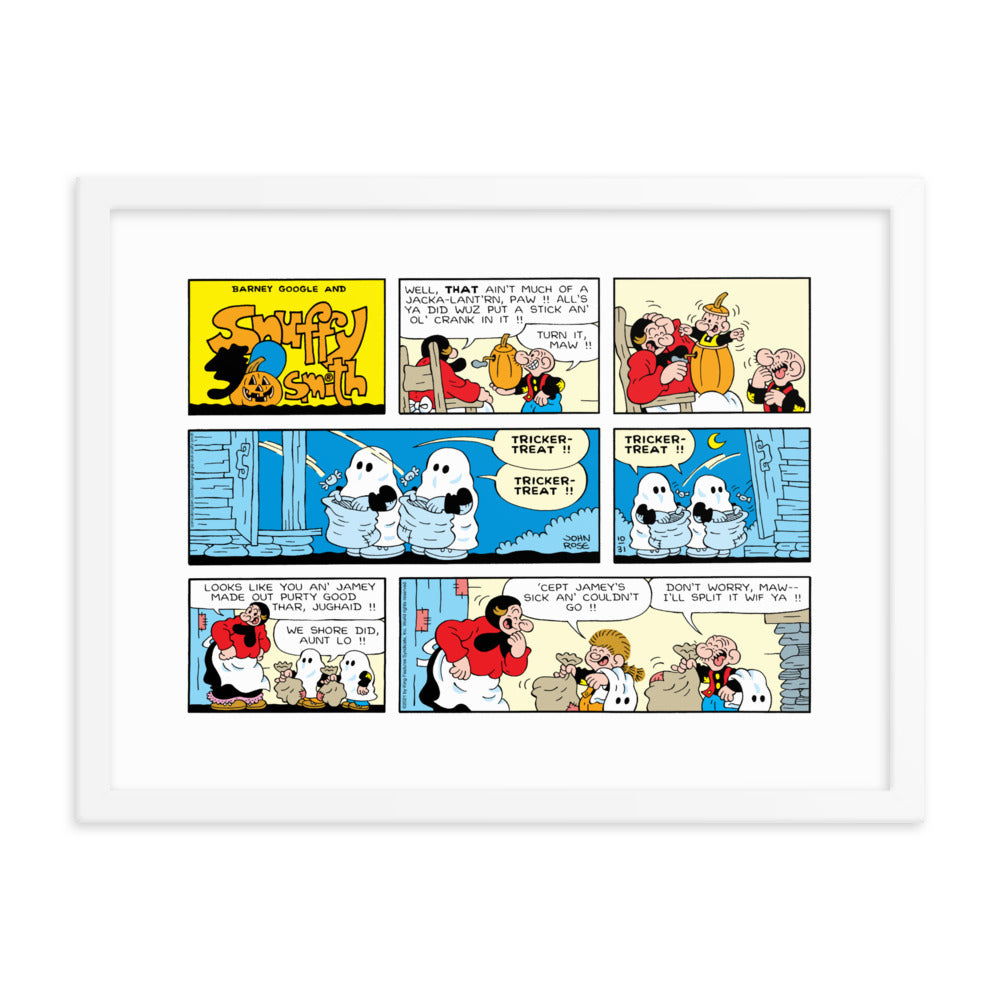 Barney Google and Snuffy Smith “Jack-o’-Lantern Sunday” Framed Print