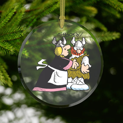 Hagar And Helga Smooch Glass Ornament