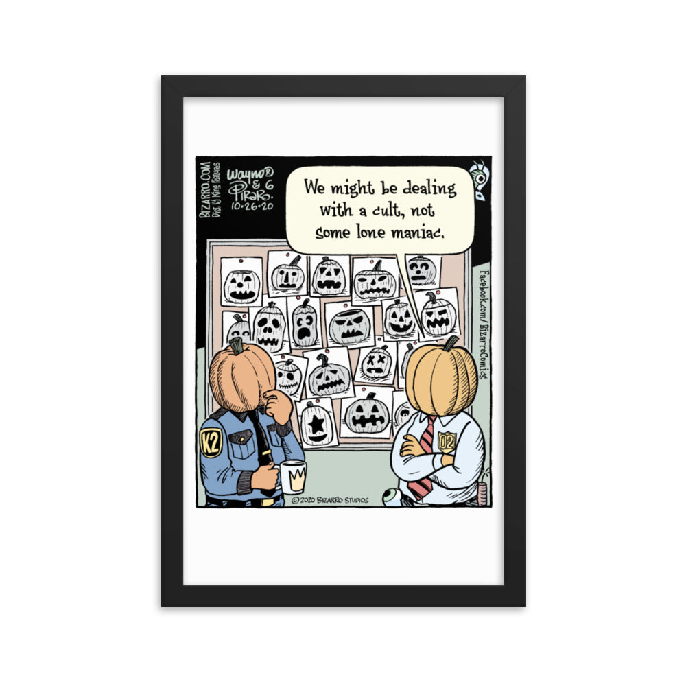 Bizarro “Jack-o’-Lantern Cult” Framed Print