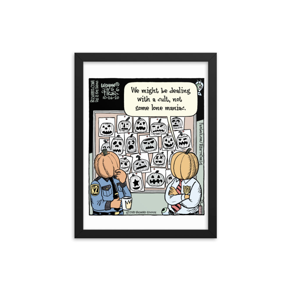 Bizarro “Jack-o’-Lantern Cult” Framed Print