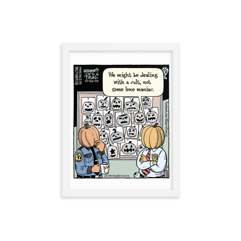Bizarro “Jack-o’-Lantern Cult” Framed Print