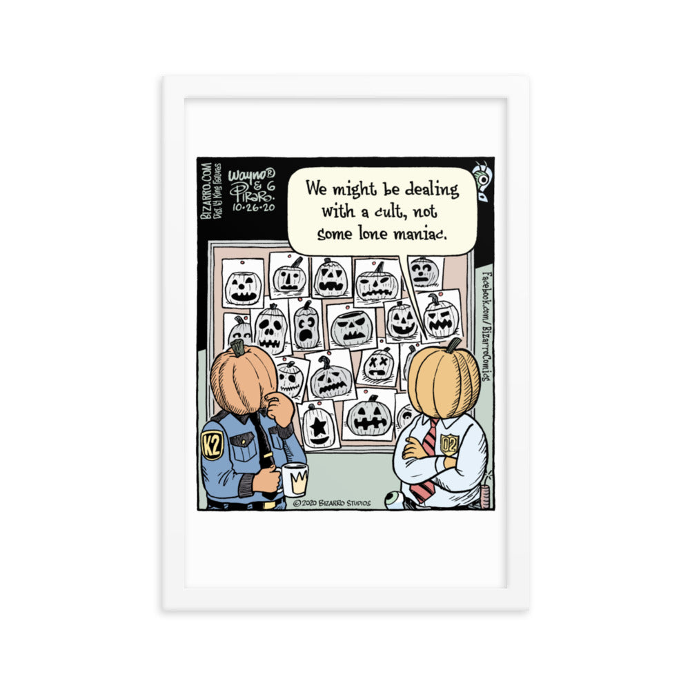 Bizarro “Jack-o’-Lantern Cult” Framed Print