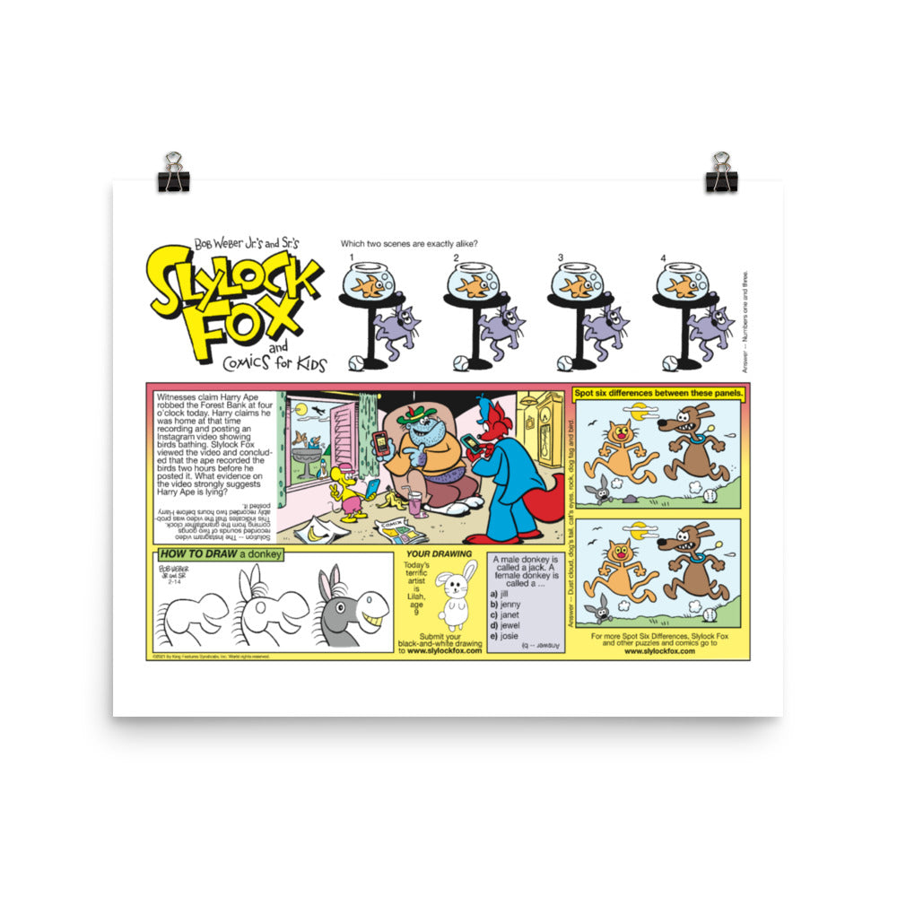 Slylock Fox and Comics for Kids Photo Paper Poster