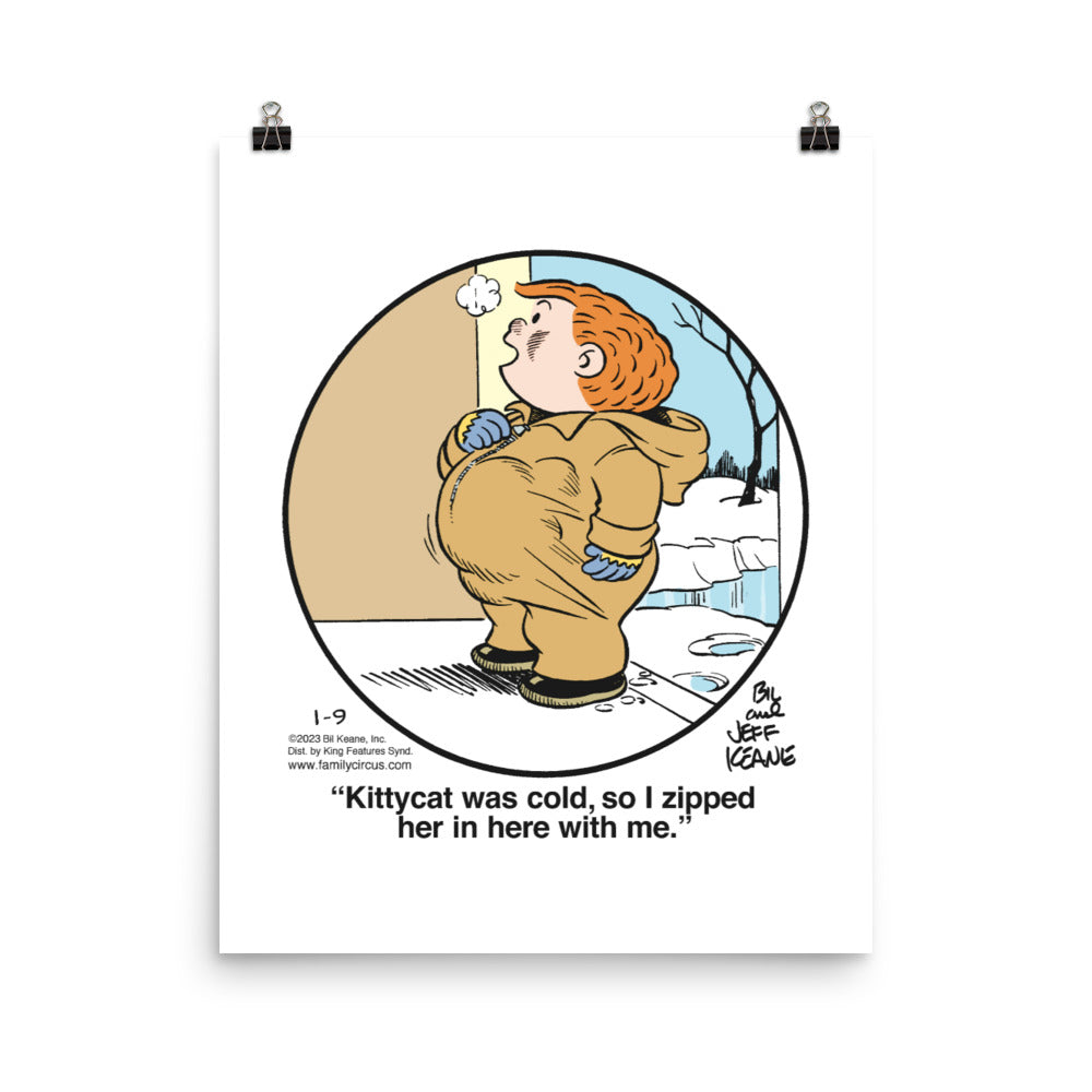 Family Circus “Kittycat Was Cold” Poster