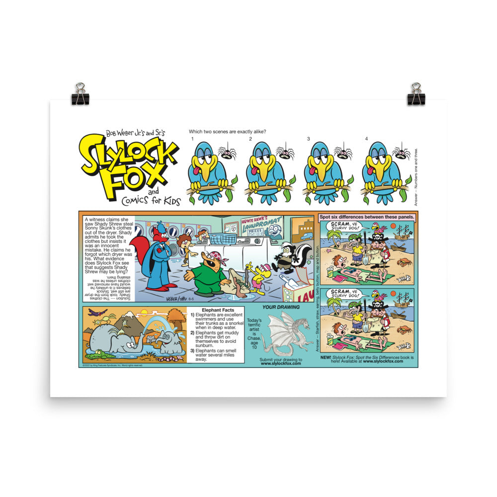 Slylock Fox and Comics For Kids 2022-06-05 Photo Paper Poster