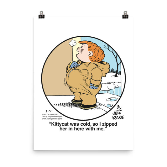 Family Circus “Kittycat Was Cold” Poster